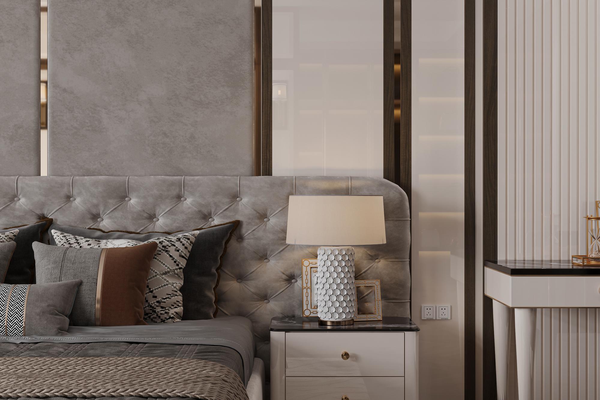 Dormitor elegant cu accente luxoase